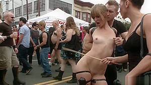 Blonde is pissed in street fair outdoor - hdzog.com
