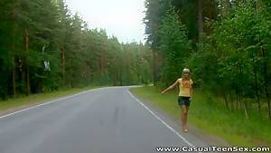 Casual Teen Sex - Hitchhiker fucked in the woods - hdzog.com