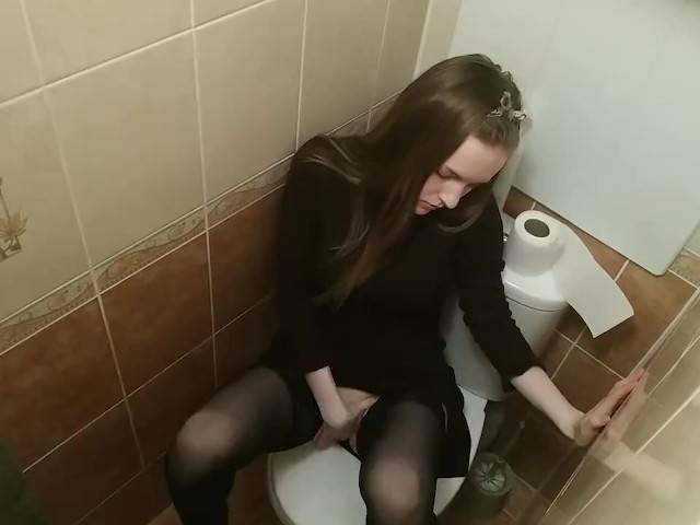 hidden camera in the toilet. hot schoolgirl masturbates her tight wet pussy - youporn.com