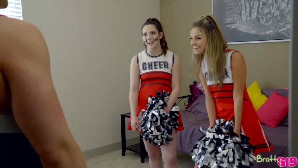 Slutty cheerleaders, Ember Stone and Athena Faris are getting fucked, inste...