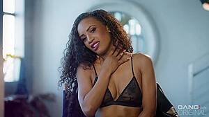 Amazing, ebony babe with long, curly hair, Demi Sutra is getting gangbanged in her living room - hdzog.com