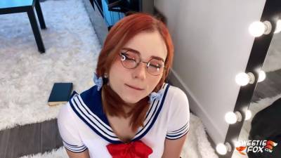 Horny Schoolgirl In Sailor Moon Cosplay Passionately Deep Sucks Cock To Cum On Face - hclips.com