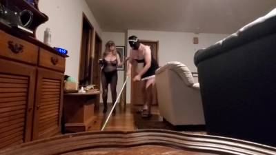 Hanna Hammer Makes Sissy Maid Husband Cleans Up His Mess - hclips.com