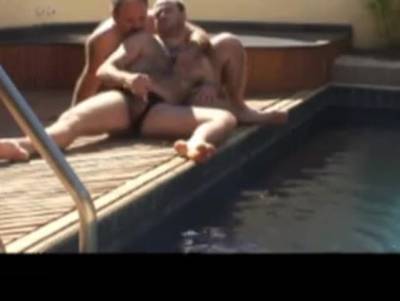 moustached daddy and bear fip flop sex by the pool - pornoxo.com