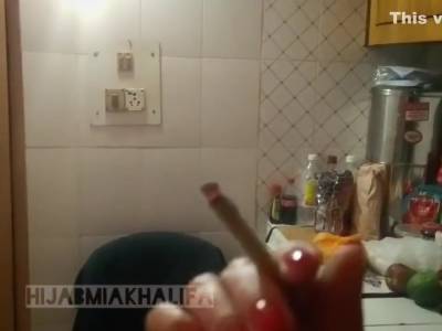 Pakistani Wife In Hijab Smoking And Showing Ass Hole At Kitchen - hclips.com - Pakistan
