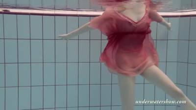 Katya Okuneva Strips In Her Red Lingerie Underwater - hclips.com