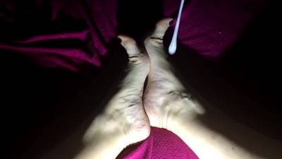 Playing With Cum On My Feet, Tits And Pussy. Slow Motion - upornia.com