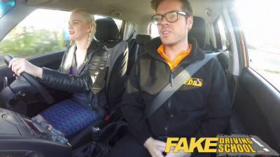 Faux driving school thick boobs hairy cunny schoolgirl has cum inside and sprays - sexu.com