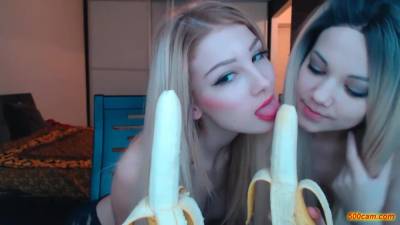 2 Nasty Blonde Girls Suck Bananas And Kiss Each Other-500camcom - hclips.com