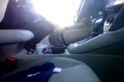 Bear in thigh high nylons jerking off in the car at the park - icpvid.com