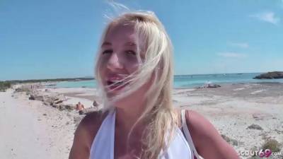 Slutty German blonde is having anal sex on the beach, with a guy she has just met - sunporno.com - Germany
