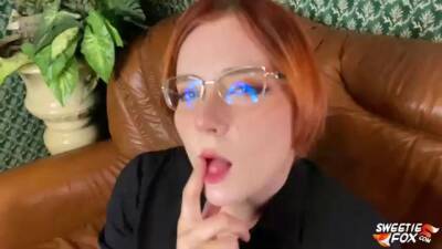 Redhaired teacher in black pantyhose is sucking cock in a POV style, before getting fucked hard - sunporno.com