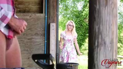 Petite blonde babe took off her floral dress and got down and dirty with a neighbor - sunporno.com