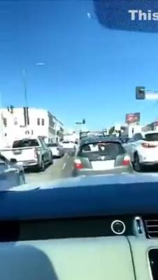 Hot Blonde Shows Her Boobs At A Traffic Stop - hclips.com