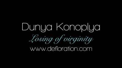 Dishy brunette diva Dunya Konoplya cums from huge pecker - drtuber.com