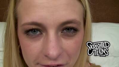Watch this nervous blonde 18 yr old star in her first fuck video - pornoxo.com