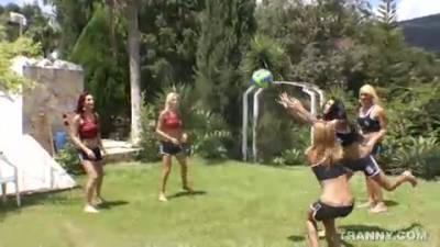 Volleyball Game Turns into Steamy Six Tranny Shemale Gangbang with 1 Lucky Dde - tubous.com