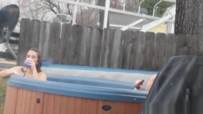 Rainy Day Doesnt Stop This Couple Fucking In Hot Tub - hclips.com