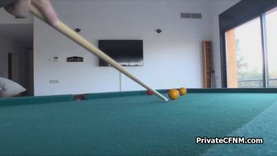 Sucked by hot secretary at the pool table - sexu.com