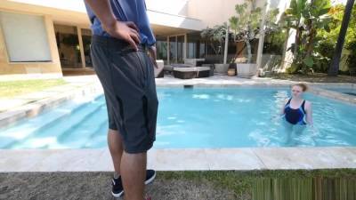 Kassius Kay In Cute Redhead Ruby Red Take A Big Dick Outside By The Pool - hotmovs.com