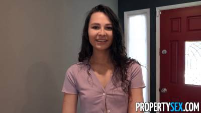 Propertysex lovely small dark haired screws and gets cum inside from her new roommate - sexu.com