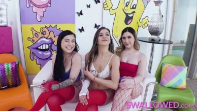 SWALLOWED Blowbang with Kaitlyn, Natalie, and Lexi - hotmovs.com