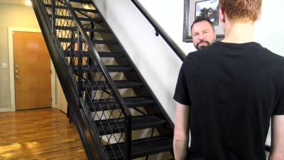 Hung ginger boy fucks eager daddy bareback on staircase - drtvid.com
