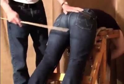 Caned over tight jeans Daddy boy - drtvid.com