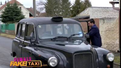 Female Fake Taxi Pilot delivers facial after landing his cock in Euro pussy - ah-me.com