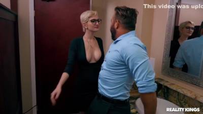 Skye Blue - Chad White - Busty Blonde - Busty Blonde Teases Lad With Her Boobs At Dinner Table - Chad White And Skye Blue - upornia.com - Chad