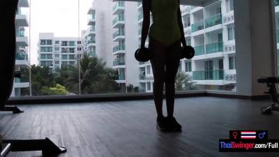 Asian amateur teen girlfriend gym workout and horny sex after - txxx.com - Thailand