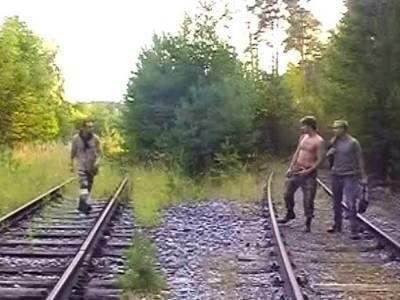 Threesome gay fuck on the railroad - drtvid.com