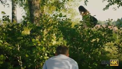 Cutie Sucks Old Dick And Gets It In Her Tiny Pussy Outdoors - hotmovs.com