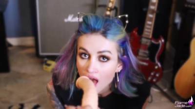 Rock Musician Girl Blowjob Big Dildo At The Studio And Facial Closeup - hotmovs.com