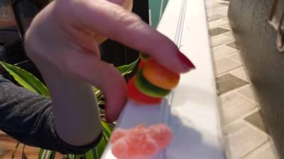Destroying A Gummy Man With My Bare Foot - hclips.com