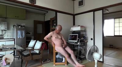 Japanese old man masturbation erect penis semen flows - drtvid.com - Japan