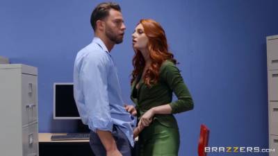 Lady - Lacy Lennon In Red Headed Office Lady Has Her Hairy Cunt Drilled Hard At Work - hotmovs.com