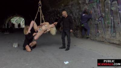 Public spanking of blonde euro babe in ropes getting fucked - hotmovs.com