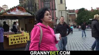Hairy granny tourist picked up for young cock riding - sunporno.com - Czech Republic