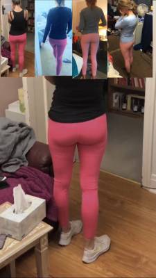 My PE teacher wife in various pink leggings/yoga pants. - voyeurhit.com