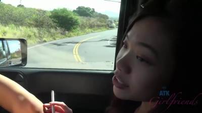 Vacations With Asian Girl - Beac Bikini And Smoking In Car - hclips.com