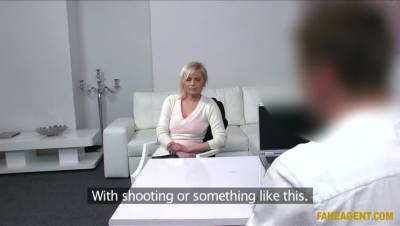 Agent Lands Short Haired Blondie A Role On His Fat Cock - porntry.com
