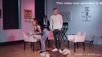 Ella Hughes - Danny D And Ella Hughes - Redhead Girl In Ripped Tight Spandex Pants Takes A Dick From The Back In Chair - hotmovs.com