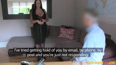 John Petty - British chick with massive tits gives agent a shot at anal - porntry.com - Britain