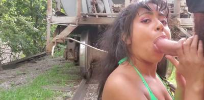 Hot Latina Milking His Thick Cock At Via Rail Grounds Risky - theyarehuge.com