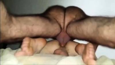 Hairy Daddy with hairy legs breeds boy from below - nvdvid.com
