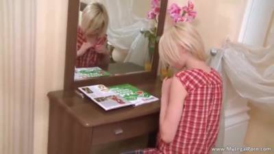 Alice - Young Blonde Teen With Small Tits Alice Plays With Toy In Pyjama - hclips.com