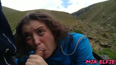 In The Mountains From Her Beloved Girl She Gets A Mouthful Of Sperm - hclips.com