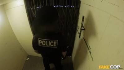 Monty - Leggy Office Slut Fucks Cop in an Elevator - porntry.com