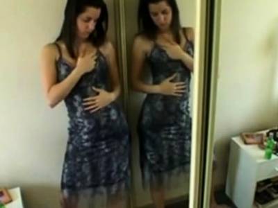 Vanessa - Vanessa masturbates standing in front of mirror homevideo - nvdvid.com